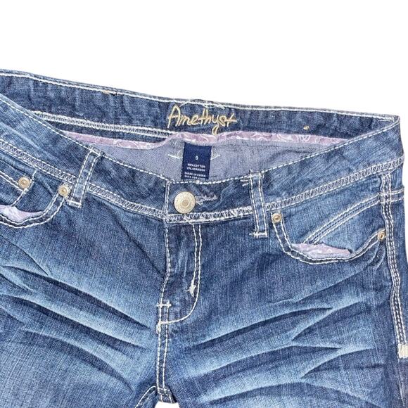 Amethyst Women Distressed Jeans Flare Boot Low Rise Denim Y2K Size 9 - Picture 3 of 4